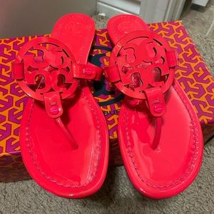 Rare neon pink Tory Burch Miller sandals